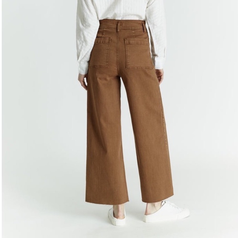 OAT New York Womens High Waisted Wide Leg Trousers Fall denim Brown Size 2/26